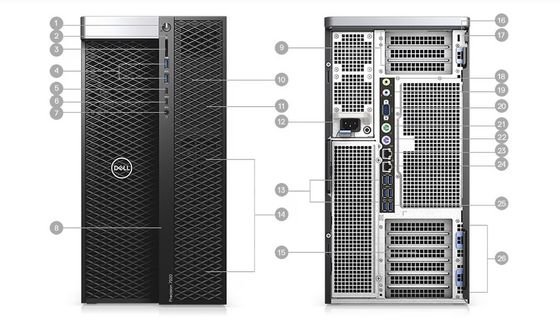 DELL T7920 Рабочая станция высокоточной башни Xeon Gold 5122 3.6GHz Профессиональная рабочая станция